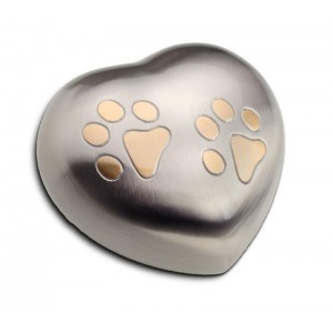 Keepsake Heart 0.4 Litres (Brushed Silver with Gold Pawprints)